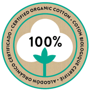 100% Certified Organic Cotton Logo 487 x 487