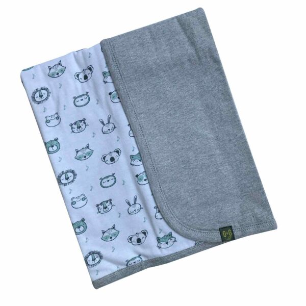 Organic Reversible Baby Blanket (Animals)