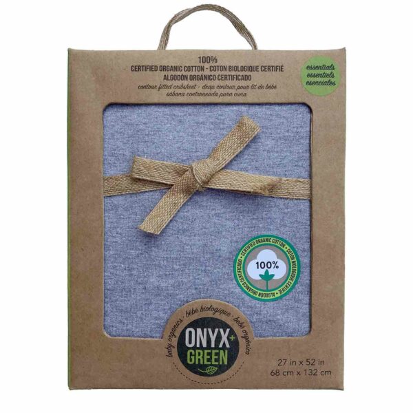 Certified Organic Baby Crib Sheet in package (Grey)