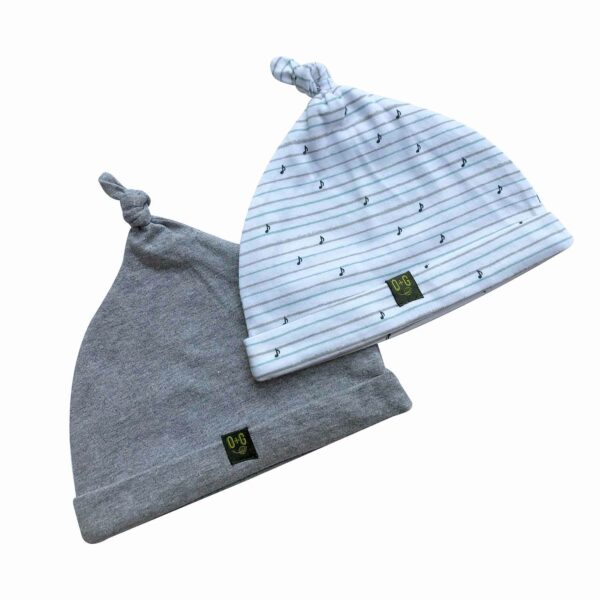 Organic Knotted Hat (Musical Notes and Grey)