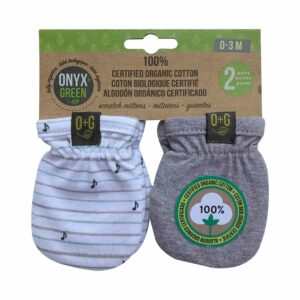 Certified Organic Mittens in package (Music Notes and Grey)