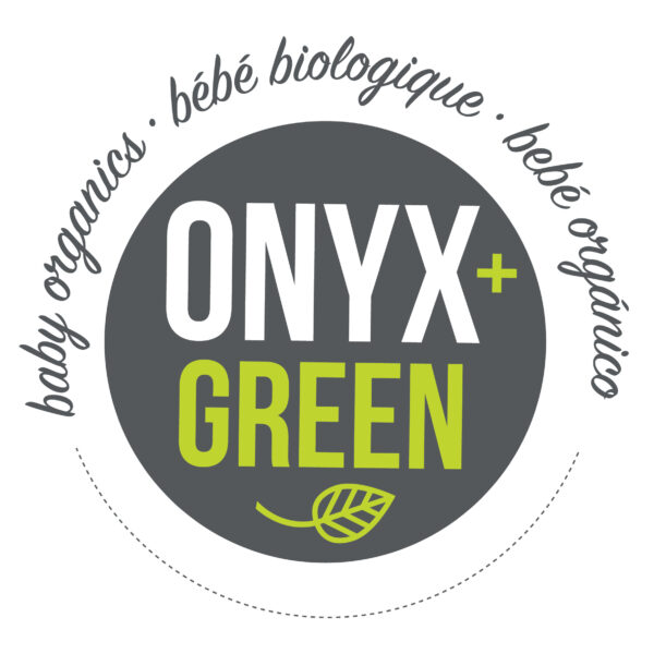 Onyx and Green Baby Organics Logo fondo blanco.
